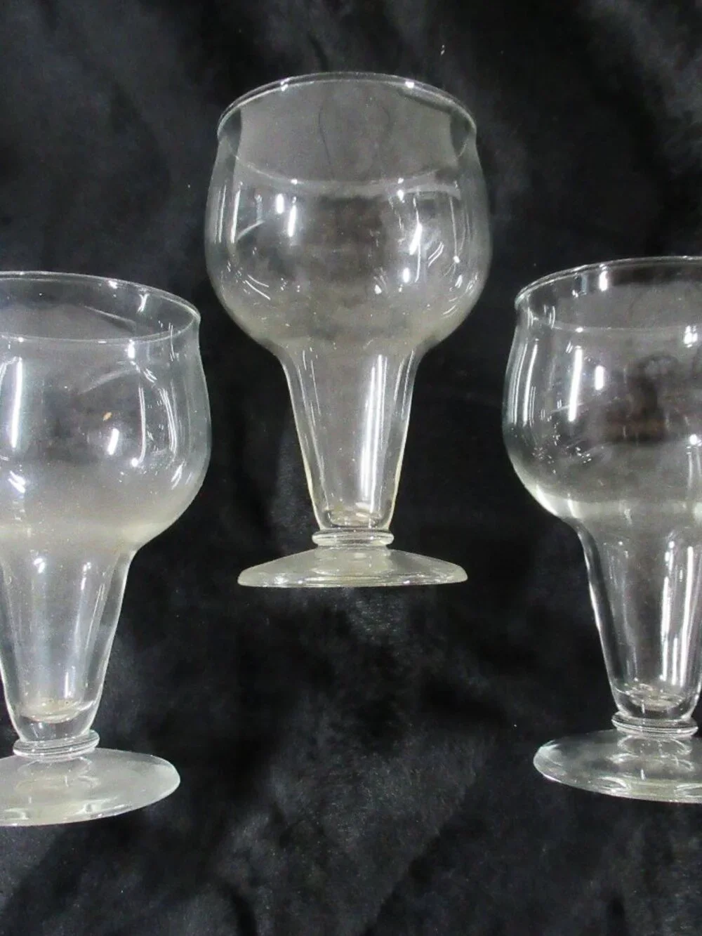 3pc. Vintage Hollow Stem Wine Glasses